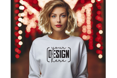 Christmas Women White Sweatshirt Mockups , Girls Mockups, Digital Down