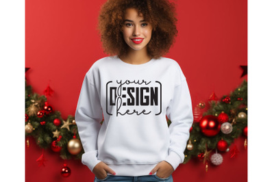 Christmas Women White Sweatshirt Mockups , Girls Mockups, Digital Down