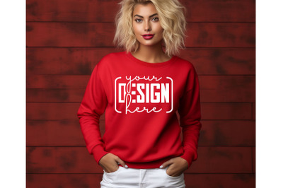 Christmas Women Red Sweatshirt Mockups &2C; Girls Mockups&2C; Digital Downlo