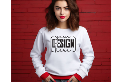 Christmas Women White Sweatshirt Mockups , Girls Mockups, Digital Down