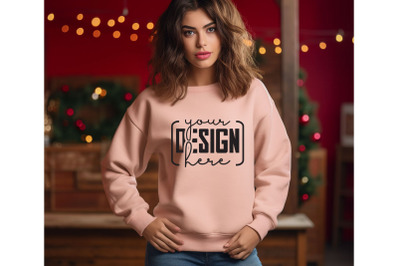 Christmas Women Sand Sweatshirt Mockups , Girls Mockups, Digital Downl