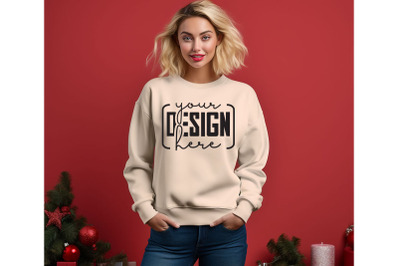 Christmas Women Sand Sweatshirt Mockups , Girls Mockups, Digital Downl