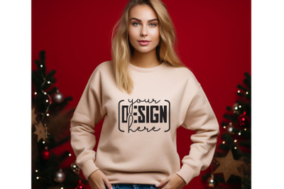 Christmas Women Sand Sweatshirt Mockups , Girls Mockups, Digital Downl