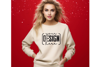 Christmas Women Sand Sweatshirt Mockups , Girls Mockups, Digital Downl