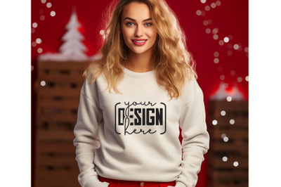 Christmas Women Sand Sweatshirt Mockups , Girls Mockups, Digital Downl