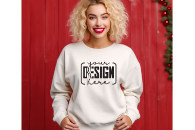 Christmas Women Sand Sweatshirt Mockups , Girls Mockups, Digital Downl