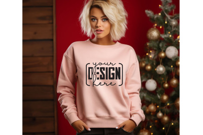 Christmas Women Sand Sweatshirt Mockups &2C; Girls Mockups&2C; Digital Downl