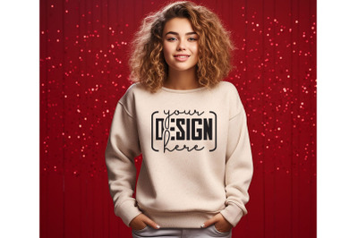 Christmas Women Sand Sweatshirt Mockups , Girls Mockups, Digital Downl