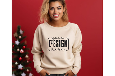 Christmas Women Sand Sweatshirt Mockups , Girls Mockups, Digital Downl