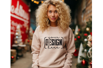 Christmas Women Sand Sweatshirt Mockups , Girls Mockups, Digital Downl