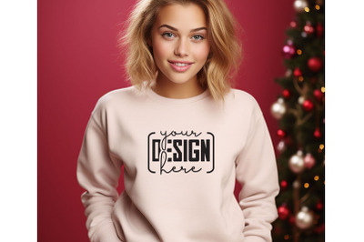 Christmas Women Sand Sweatshirt Mockups , Girls Mockups, Digital Downl