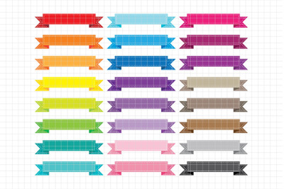 Stitched Straight Ribbon Banners-Digital Clipart (LES.CL34)