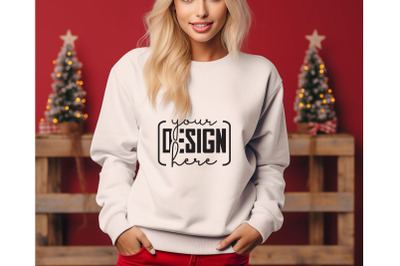 Christmas Women Sand Sweatshirt Mockups , Girls Mockups, Digital Downl