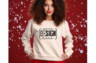 Christmas Women Sand Sweatshirt Mockups &2C; Girls Mockups&2C; Digital Downl