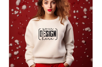 Christmas Women Sand Sweatshirt Mockups , Girls Mockups, Digital Downl