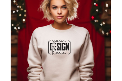 Christmas Women Sand Sweatshirt Mockups , Girls Mockups, Digital Downl