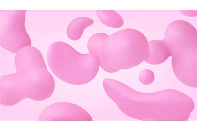 Abstract 3d shapes flow, liquid pink feminine blob and bubble. Creativ