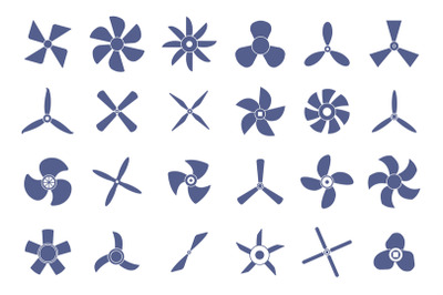 Boat propellers screws icon. Marine or airplane turbine screw symbols.