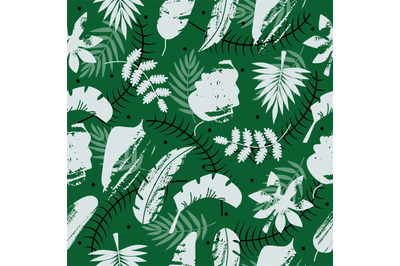 Tropical leaves silhouettes seamless pattern. Ornate summer fabric pri