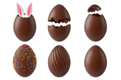 Chocolate easter realistic eggs. 3d egg surprise&2C; easter children crac