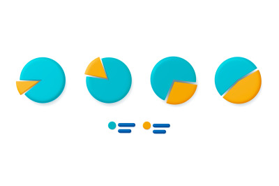 Pie chart 3d icons. Business, financial analytics elements. Infographi