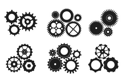 Techno gears compositions. Gear working, industry mechanic wheels proc