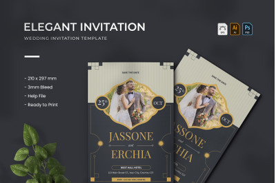 Elegant Blue - Wedding Invitation