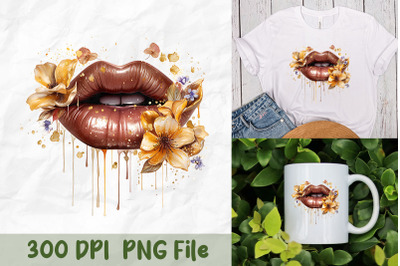 Golden Drip Lip Art