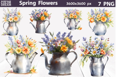 Watercolor Spring Flowers Clipart | wildflowers Sublimation