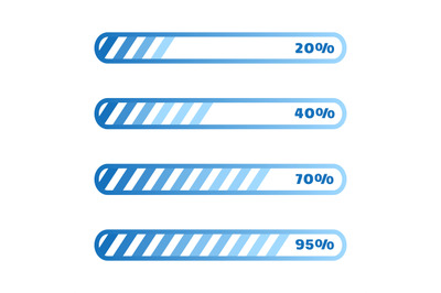 Upload and loading progress bars infographics. Download bar with perce
