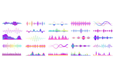 Abstract vibrant sound wave. Technology audio waves, radio or voice fr
