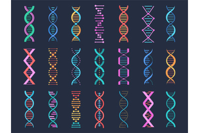 Dna pictogram symbols&2C; gene shapes. Biological elements&2C; genetic helix