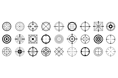 Crosshairs set, black target for sniper shot. Isolated crosshair, gun