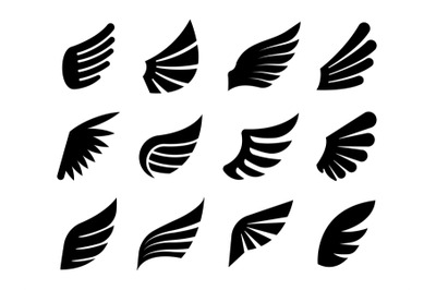 Black silhouettes eagle wings. Success wing logo&2C; luxury fashion graph