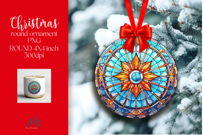 Stained Glass Round Ornament Sublimation PNG