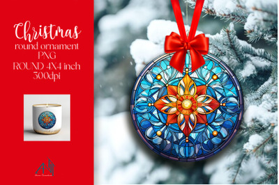 Stained Glass Round Ornament Sublimation PNG
