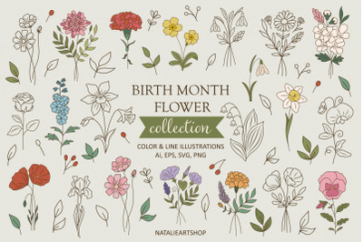 Birth month flower collection