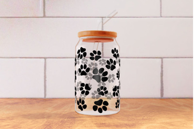 Paws Perfect for SVG 16oz Glass Can Wrap, Paws Tumbler Wrap