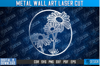 Metal Wall Art Laser Cut | Metal Flowers Laser Cut Design | CNC File