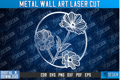 Metal Wall Art Laser Cut | Metal Flowers Laser Cut Design | CNC File