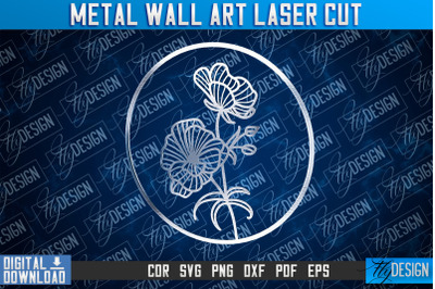 Metal Wall Art Laser Cut | Metal Flowers Laser Cut Design | CNC File