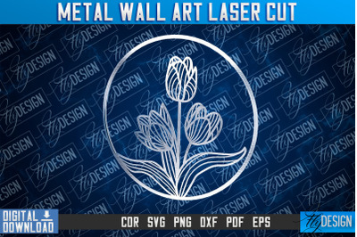 Metal Wall Art Laser Cut | Metal Flowers Laser Cut Design | CNC File