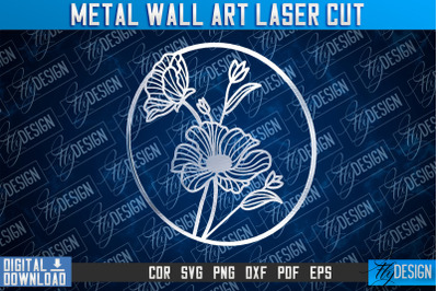 Metal Wall Art Laser Cut | Metal Flowers Laser Cut Design | CNC File