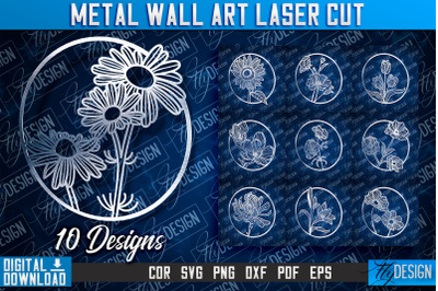 Metal Wall Art Laser Cut | Metal Flowers Laser Cut Design | CNC File