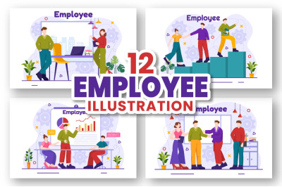 12 Employee Business Illustration