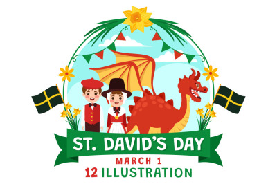 12 St David&#039;s Day Illustration