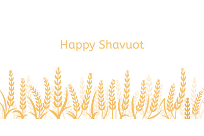 Shavuot background with yellow wheat ears, happy season and festive. G