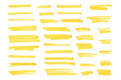 Yellow highlight marker lines, highlighters pen acid strokes. Underlin