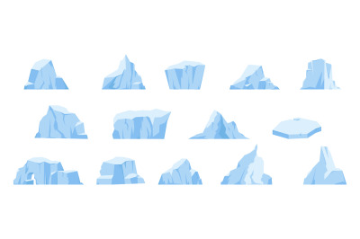 Antarctic iceberg set, arctic snow icebergs. Floating glacier, north p