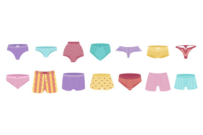 Male female underwear. Lingerie underpants, girl and boy undies. Swims